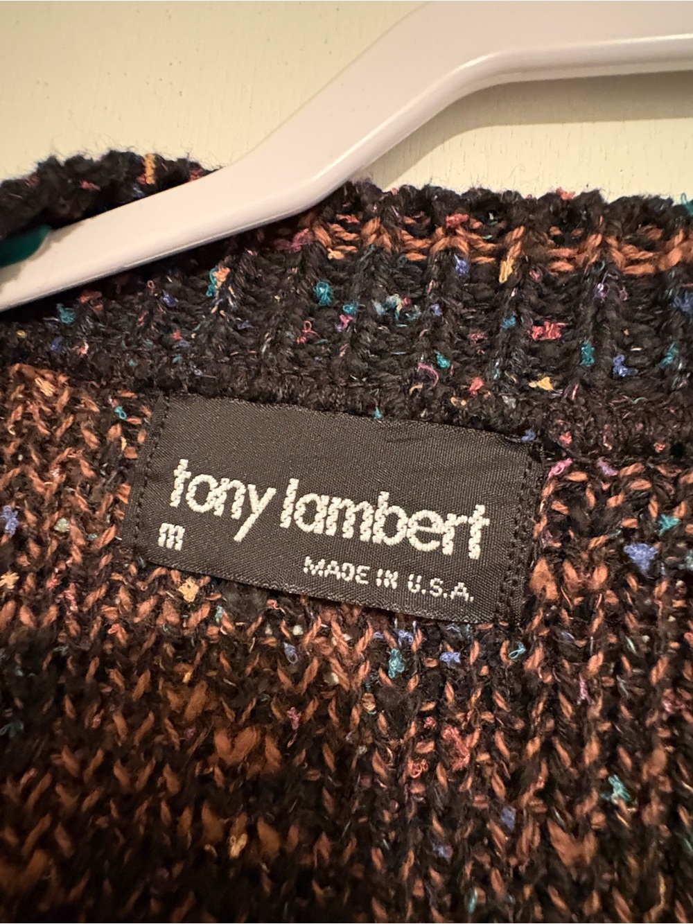 Vintage Chunky Knit Tony Lambert Unique Cardigan Sweater confetti whale medium - Picture 2 of 5